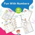 Count and write number worksheets are displayed on a cute, colorful graphics background with the name written at the top.