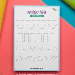 A free line tracing worksheets is placed on multicolored chart papers with some pencils below it.