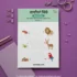 A tracing lines worksheets printable pdf for kids is placed on a purple background surrounded by some purple tapes, pins, pens, and a book.